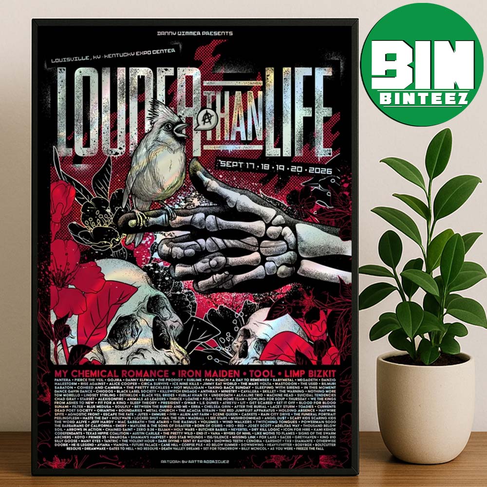 Louder Than Life 2026 America’s Largest Rock And Metal Festival In Louisville KY On September 17-20 Bird In The Hand Red Foil Poster Canvas Louder Than Life 2026 America’s Largest Rock And Metal Festival In Louisville KY On September 17-20 Bird In The Hand Red Foil Poster Canvas