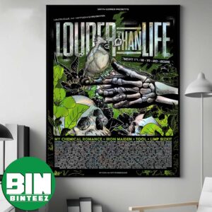 Louder Than Life 2026 Bird In The Hand Green Foil Poster For Louisville KY On September 17-20 2026 Decor Poster Canvas