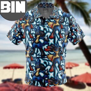 Lucario X Mega Lucario Pokemon Anime Hawaiian Shirt