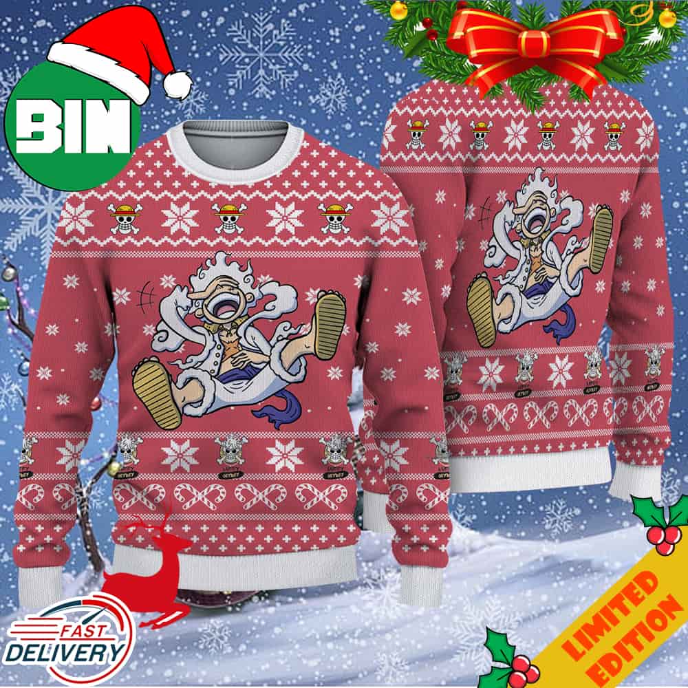 Luffy Gear 5 Nika Nika No Mi Sun God Joy Boy One Piece Christmas 2023 Ugly Sweater Luffy Gear 5 Nika Nika No Mi Sun God Joy Boy One Piece Christmas 2023 Ugly Sweater