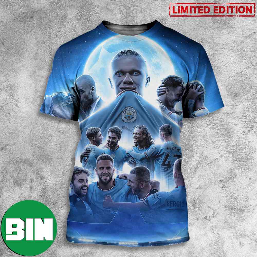 Man City Win Their First UEFA Champions League 2023 3D T-Shirt Man City Win Their First UEFA Champions League 2023 3D T-Shirt