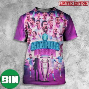 Manchester City Is Champions Of Europe Congrats Winner UEFA Champions League 2023 3D T-Shirt