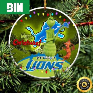Merry Christmas Detroit Lions NFL Funny Grinch Xmas Gift Tree Decorations Ornament