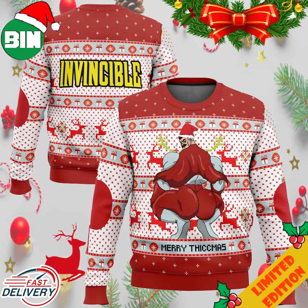 Merry Thiccmas Omni Man Invincible Ugly Christmas Sweater Merry Thiccmas Omni Man Invincible Ugly Christmas Sweater