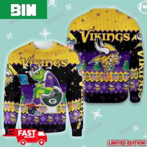 Minnesota Vikings Grinch Toilet 3D Christmas 2023 For Family Ugly Christmas Sweater