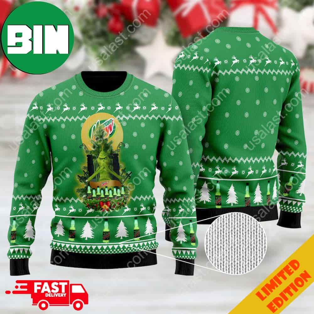 Mountain Dew Grinch Snowflake Ugly Christmas Sweater For Men And Women Mountain Dew Grinch Snowflake Ugly Christmas Sweater For Men And Women