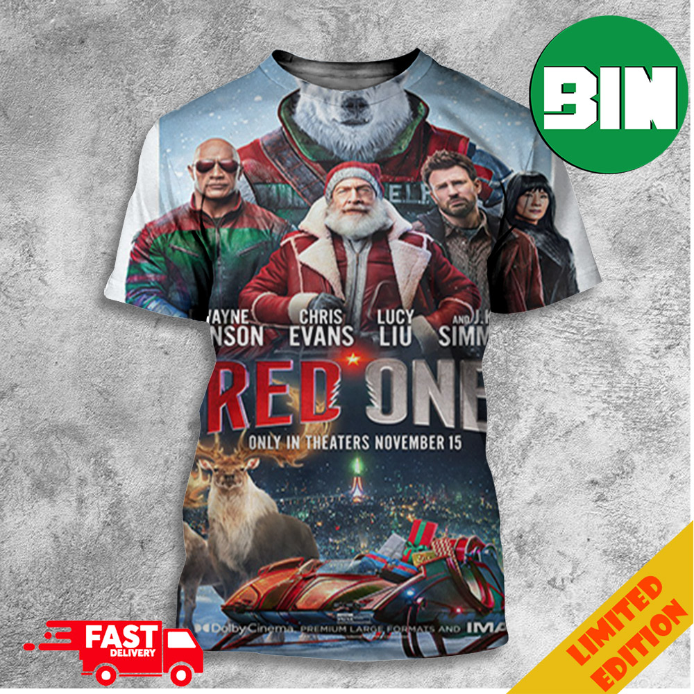 New Poster For Red One Starring Dwayne Johnson Chris Evans Lucy Liu And JK Simmons November 15 2024 All Over Print T-Shirt New Poster For Red One Starring Dwayne Johnson Chris Evans Lucy Liu And JK Simmons November 15 2024 All Over Print T-Shirt