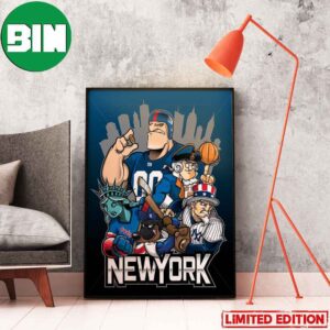 New York Mets x New York Knicks x New York Jets x New York Rangers x New York Yankees New York Sports Team Poster-Canvas