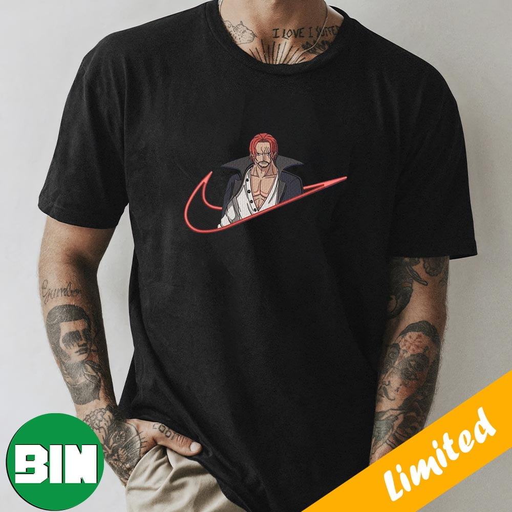 Nike Swoosh Logo x Shanks Red Hair One Piece Unique T-Shirt Nike Swoosh Logo x Shanks Red Hair One Piece Unique T-Shirt