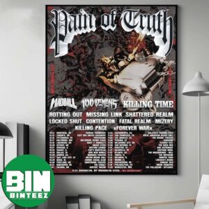 North America 2026 Tour For Pain Of Truth November And October Dates List With Madball 100 Demons And Killing Time Poster Canvas