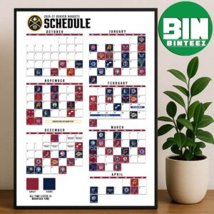 Official Denver Nuggets 2026-27 Preseason NBA Schedule Home Decor Poster Canvas