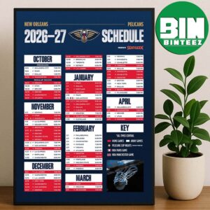 Official New Orleans Pelicans 2026-27 Preseason NBA Schedule Home Decor Poster Canvas