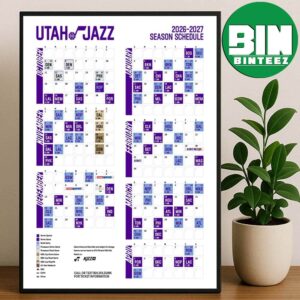 Official Utah Jazz 2026-27 Preseason NBA Schedule Home Decor Poster Canvas