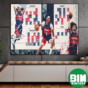 Official Washington Wizards 2026-27 Preseason NBA Schedule For January To April Home Decor Poster Canvas