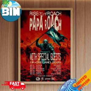 Papa Roach Rise Of The Roach UK Ireland Tour Dates 2026 Decor Poster Canvas