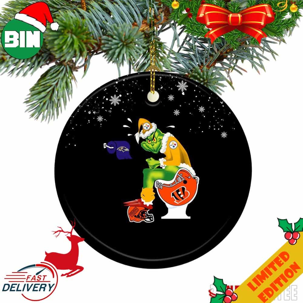 Pittsburgh Steelers Santa Claus Grinch Toilet Christmas Ornament Pittsburgh Steelers Santa Claus Grinch Toilet Christmas Ornament