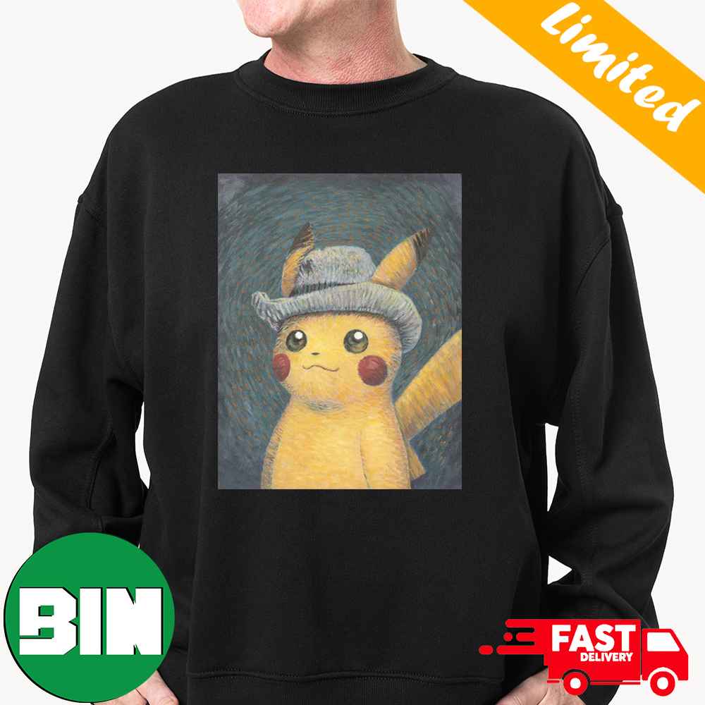 Pokemon x Van Gogh Museum Pikachu Portrait Inspired By Van Gogh Self Portrait T-Shirt Pokemon x Van Gogh Museum Pikachu Portrait Inspired By Van Gogh Self Portrait T-Shirt