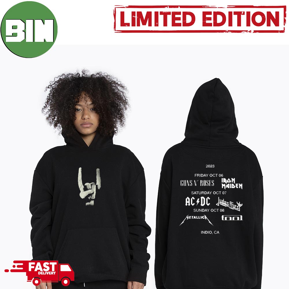 PowerTrip 2023 The Cactus Horns Line Up AC DC Metallica Guns N Roses Iron Maiden And Metallica In Indio California Two Sides Unisex Hoodie PowerTrip 2023 The Cactus Horns Line Up AC DC Metallica Guns N Roses Iron Maiden And Metallica In Indio California Two Sides Unisex Hoodie