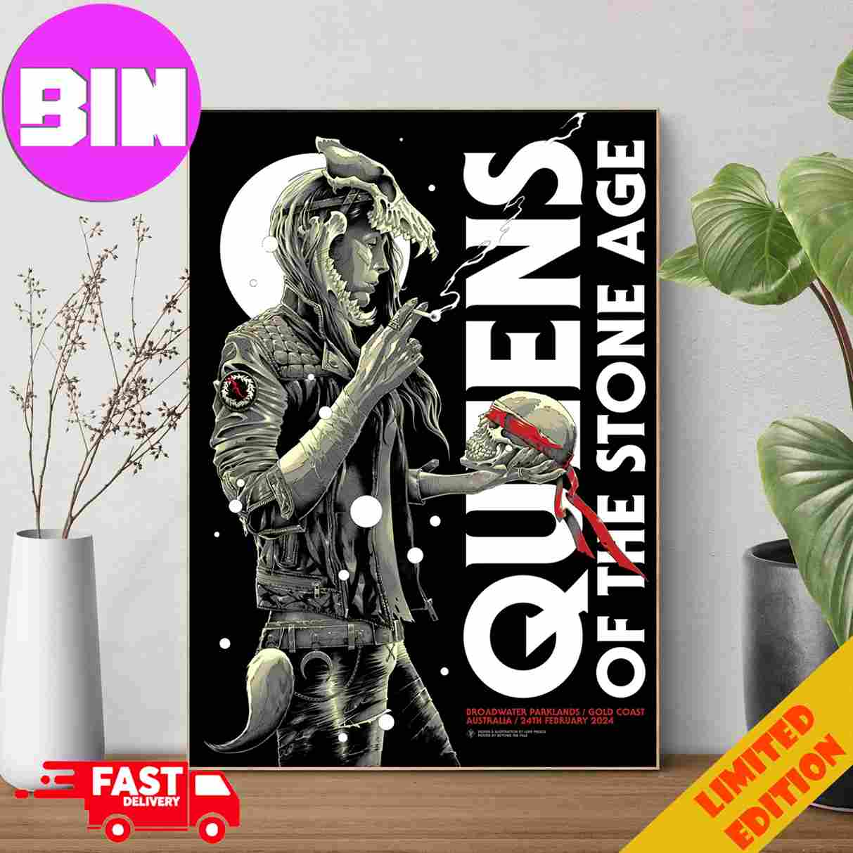 Queens Of Stone Age Sydney 24 Feb 2024 Lookout Festival Gold Coast Poster Canvas Queens Of Stone Age Sydney 24 Feb 2024 Lookout Festival Gold Coast Poster Canvas