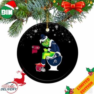 Santa Grinch Seattle Seahawks Toilet Los Angeles Rams Christmas Ornament