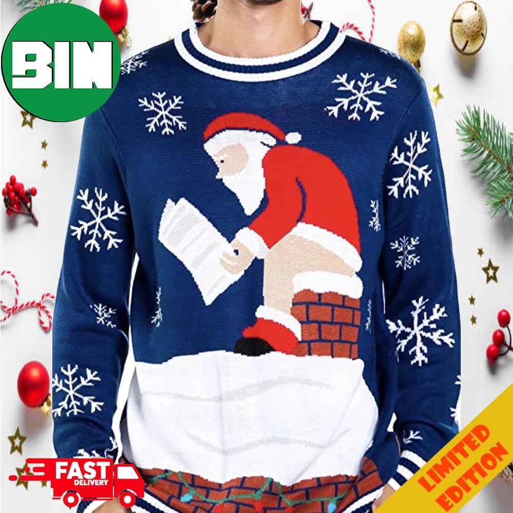 Santa Pooping Funny 2023 Ugly Sweater For Men And Women Santa Pooping Funny 2023 Ugly Sweater For Men And Women