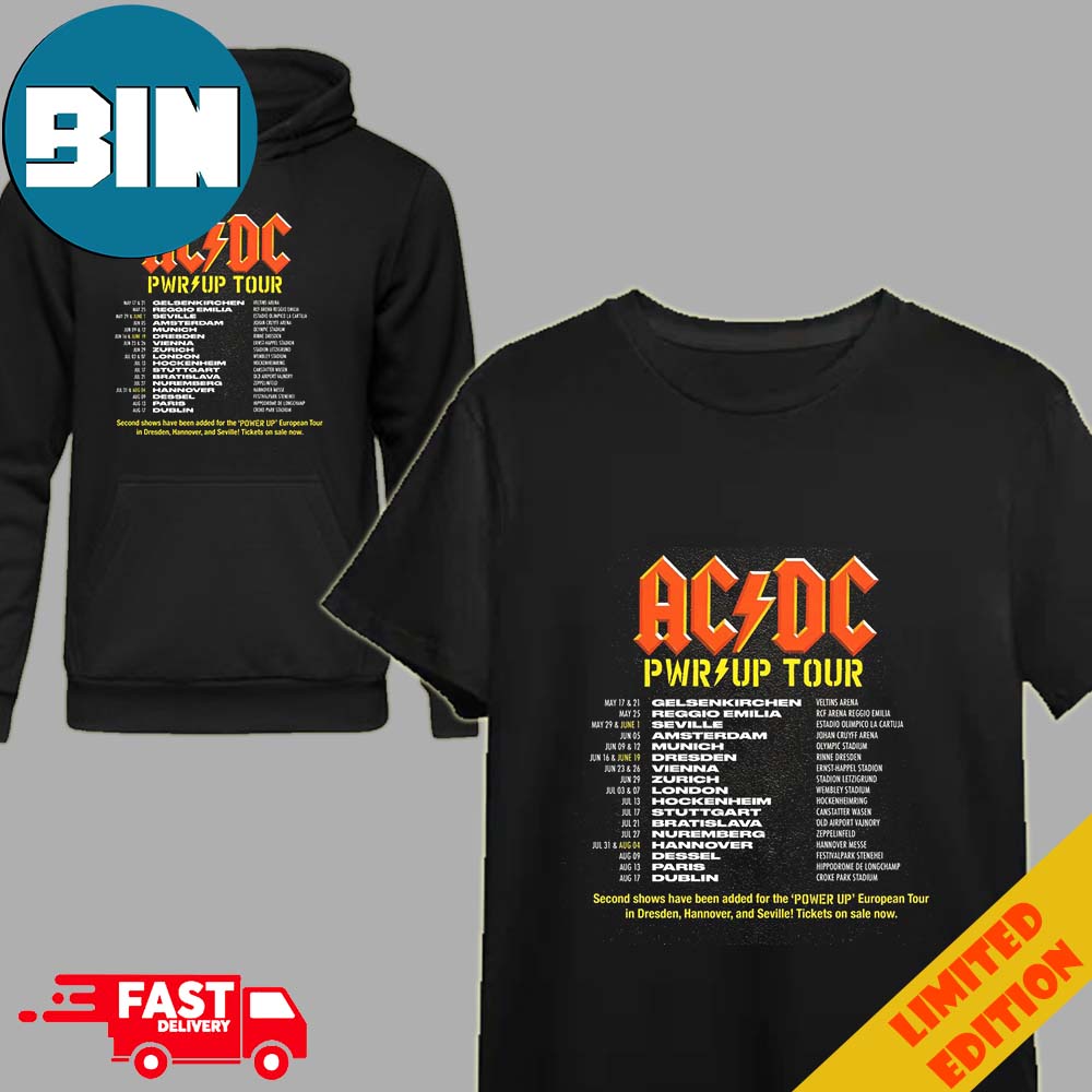 Schedules List For ACDC Power Up Tour With The Pretty Reckless 2024 T-Shirt Hoodie Schedules List For ACDC Power Up Tour With The Pretty Reckless 2024 T-Shirt Hoodie