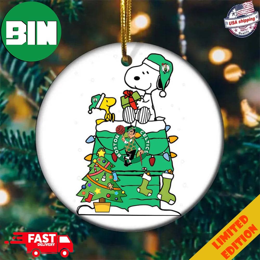 Snoopy And Woodstock Christmas Gift For Fans Boston Celtics NBA Xmas Tree Decorations Ornament Snoopy And Woodstock Christmas Gift For Fans Boston Celtics NBA Xmas Tree Decorations Ornament