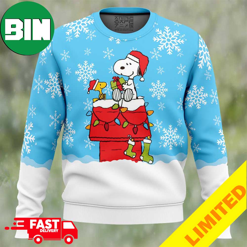 Snowy Christmas Snoopy Ugly Christmas Sweater Amime Ape For Men And Women Snowy Christmas Snoopy Ugly Christmas Sweater Amime Ape For Men And Women