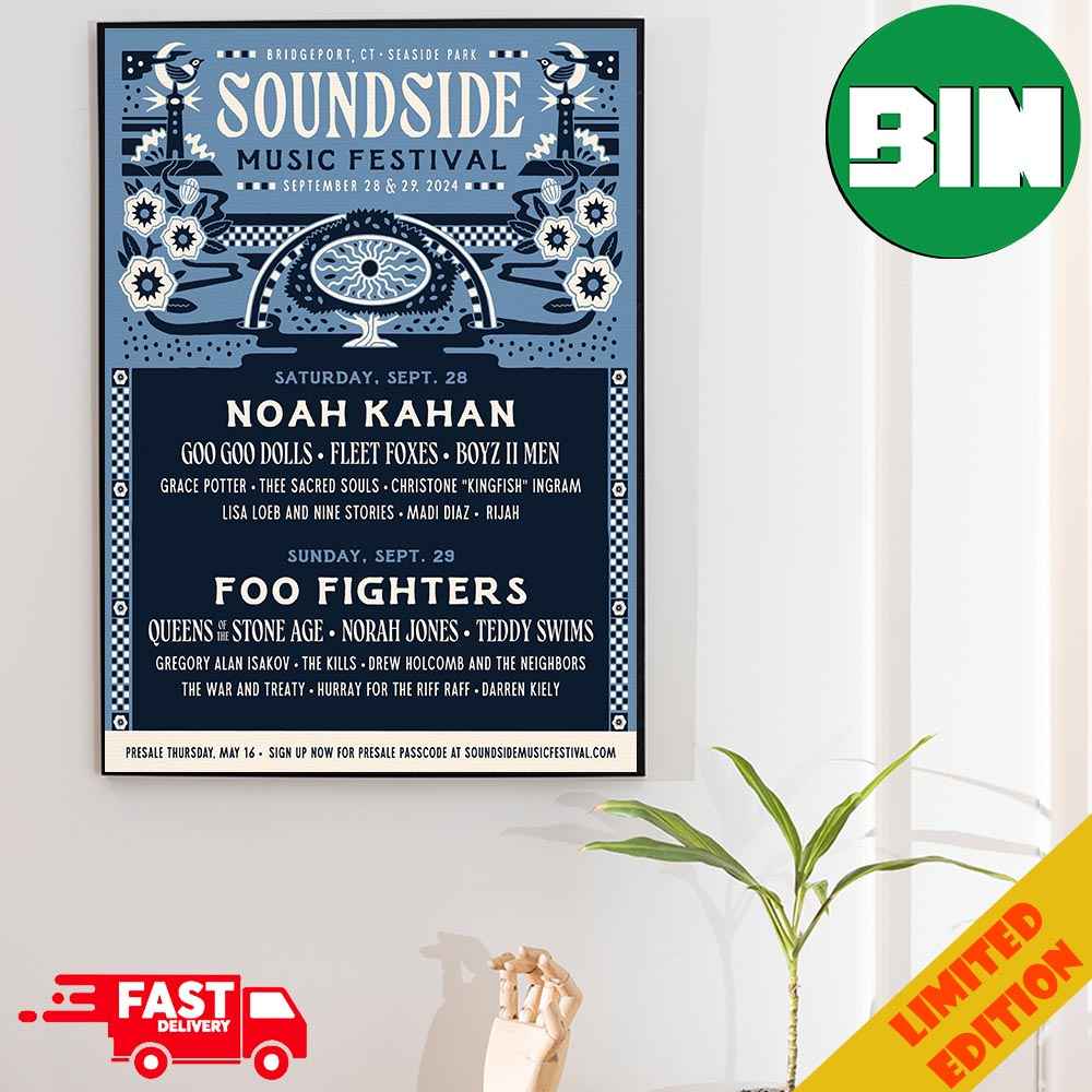 Soundside Music Festival September 28 29 2024 Schedule Lists And Line Up Noah Kahan x Foo Fighters x Queens Of Stone Age Poster Canvas Soundside Music Festival September 28 29 2024 Schedule Lists And Line Up Noah Kahan x Foo Fighters x Queens Of Stone Age Poster Canvas