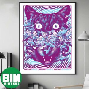 Spafford Psychedelic Cat Mushrooms Frogs Graphic at Towson MD Richmond VA And New River Gorge WV August 5th 6th 7th 2026 Concert Poster Music Room Decor