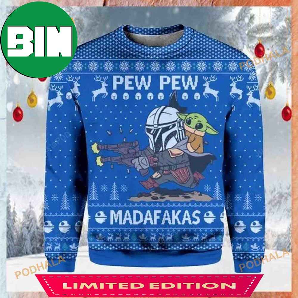 Star Wars Pew Pew Madafakas Baby Yoda Xmas Ugly Sweater Star Wars Pew Pew Madafakas Baby Yoda Xmas Ugly Sweater