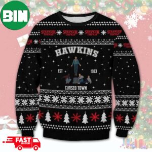 Stranger Things Hawkins Cursed Town Fan Gifts 2023 Christmas Ugly Sweater