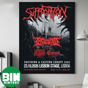 Suffocation Band Lisbon Stage Lisboa 2026 Poster For Southern And Eastern Europe On October 23 2026 Home Decor Poster Canvas