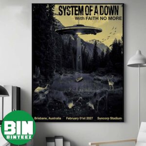 System Of A Down at Suncorp Stadium in Brisbane Australia February 1st 2027 UFO Alien Abduction Forest Graphic Tour Poster Band Tour Merch Music Wall Decor