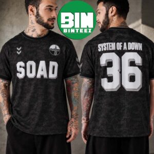 System of a Down SOAD Tour 26 CAMO x Hummel Dusseldorf Toxicity Number 36 Black And Grey Football Jersey