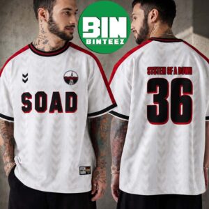 System of a Down SOAD x Hummel Berlin Toxicity Number 36 White  Football Jersey
