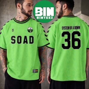 System of a Down SOAD x Hummel Dusseldorf Toxicity Number 36 Green Football Jersey