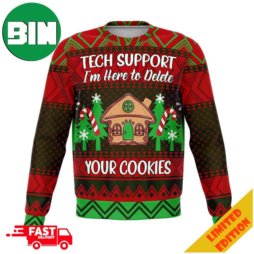 Tech Support I’m Here To Delete Your Cookies Christmas 2023 Ugly Sweater Tech Support I’m Here To Delete Your Cookies Christmas 2023 Ugly Sweater