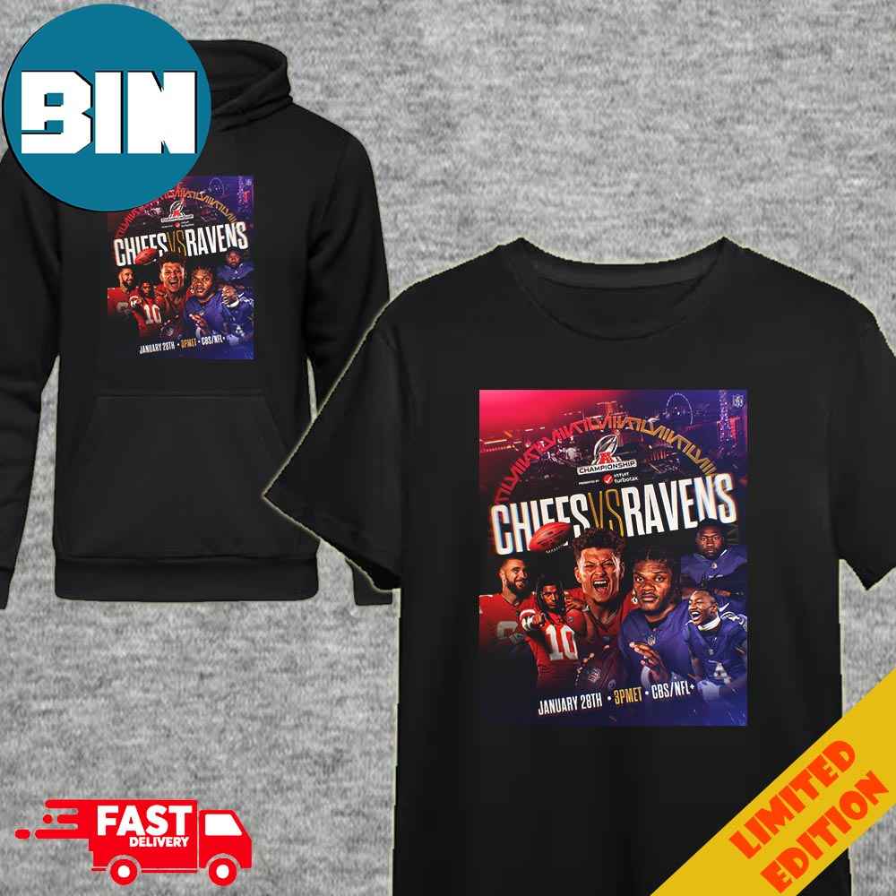 The AFC Championship Is Set Kansas City Chiefs vs Baltimore Ravens NFL Playoffs 2023-2024 T-Shirt Hoodie The AFC Championship Is Set Kansas City Chiefs vs Baltimore Ravens NFL Playoffs 2023-2024 T-Shirt Hoodie