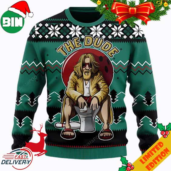 The Dude Naughty Christmas 2023 Ugly Sweater The Dude Naughty Christmas 2023 Ugly Sweater