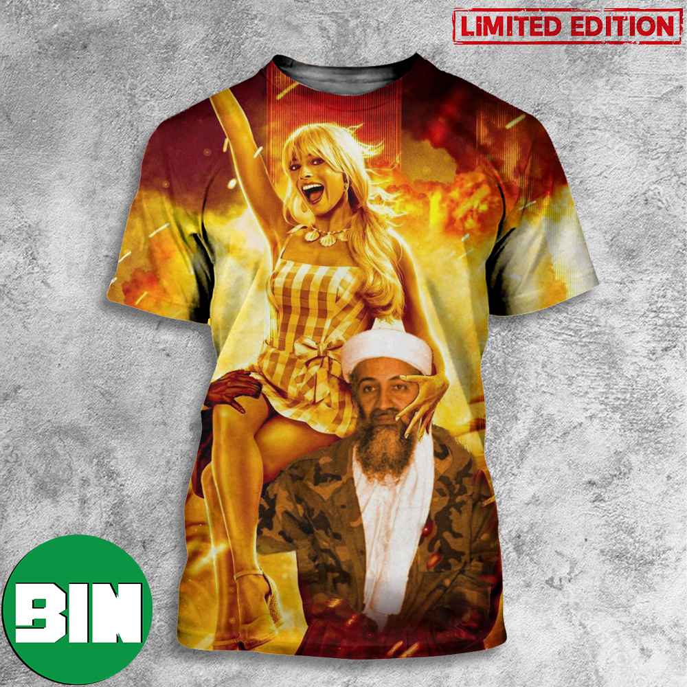 The World Forever Changes Barbenheimer Barbie x Osama Bin Laden Funny Poster 3D T-Shirt The World Forever Changes Barbenheimer Barbie x Osama Bin Laden Funny Poster 3D T-Shirt