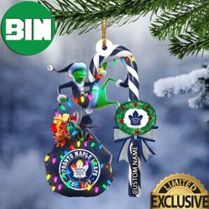 Toronto Maple Leafs NHL Grinch Candy Cane Custom Name Xmas Gifts Christmas Tree Decorations Ornament