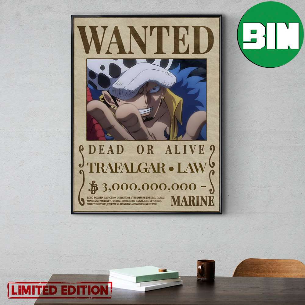 Trafalgar D Law Dead Or Alive Wano Arc Wanted Poster Canvas Trafalgar D Law Dead Or Alive Wano Arc Wanted Poster Canvas