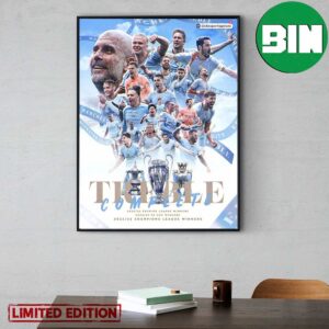Treble Complete Congratulations Man City UEFA Champions League 2023 Home Decor Poster-Canvas
