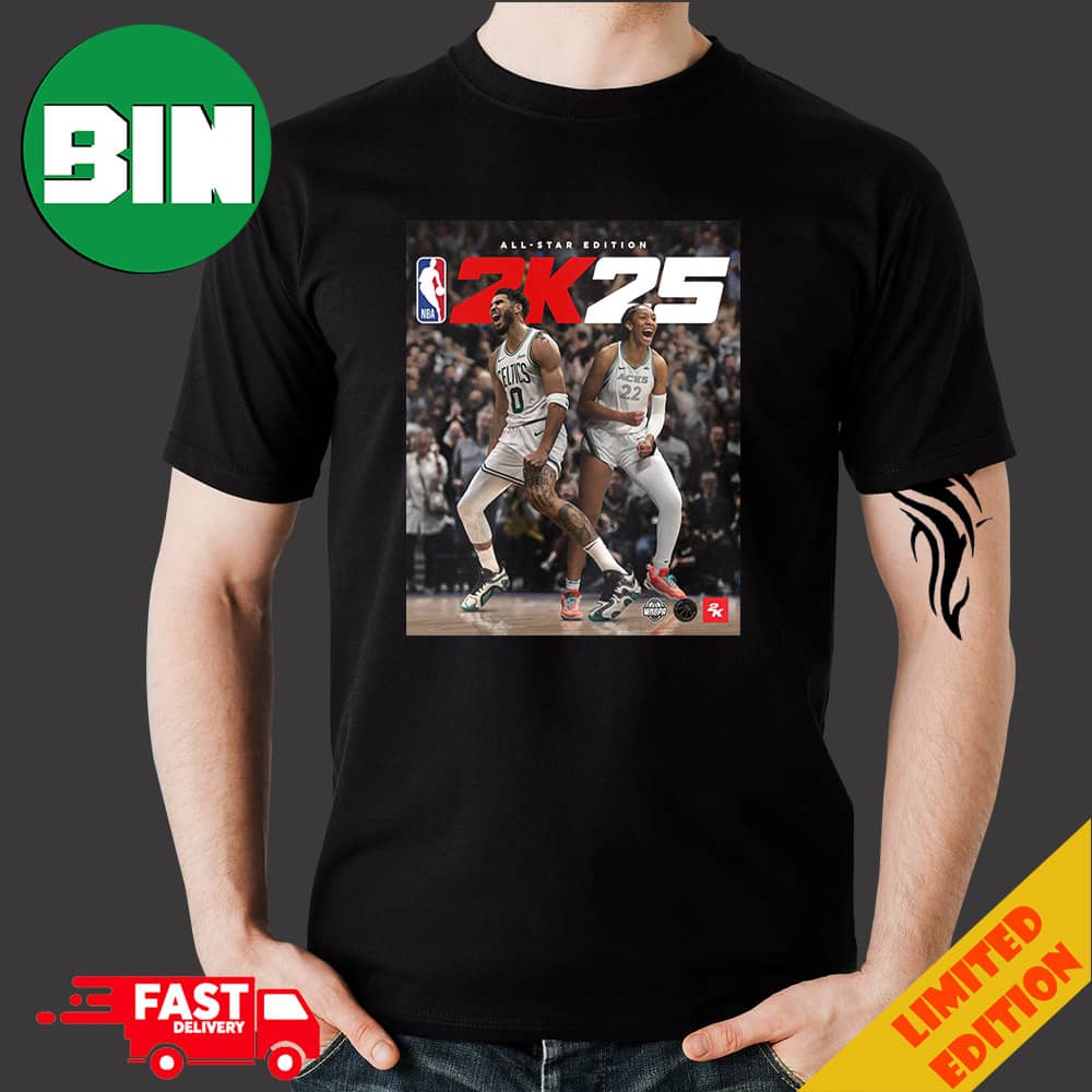 Two Stars At The Top Of Their Game Jayson Tatum And A’ja Wilson NBA2K25 All-Star Edition Cover Stars Merchandise T-Shirt Two Stars At The Top Of Their Game Jayson Tatum And A’ja Wilson NBA2K25 All-Star Edition Cover Stars Merchandise T-Shirt