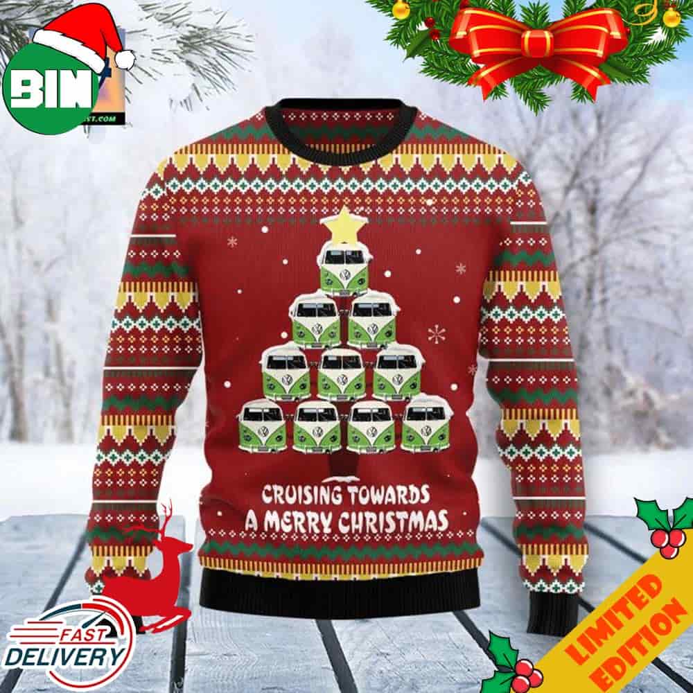 Volkswagen Cruising Towards A Merry Christmas Ugly Christmas Sweater Volkswagen Cruising Towards A Merry Christmas Ugly Christmas Sweater