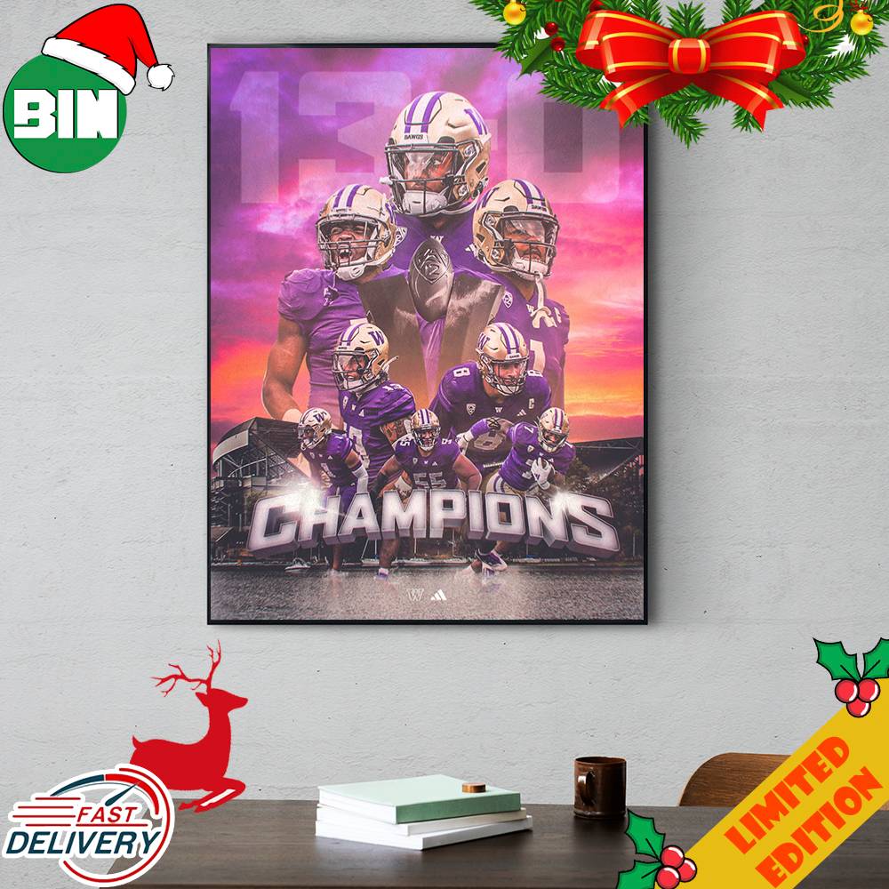 Washington Huskies 2023 Pac-12 Football Championship Game Champions Kings Of The West Poster Canvas Washington Huskies 2023 Pac-12 Football Championship Game Champions Kings Of The West Poster Canvas