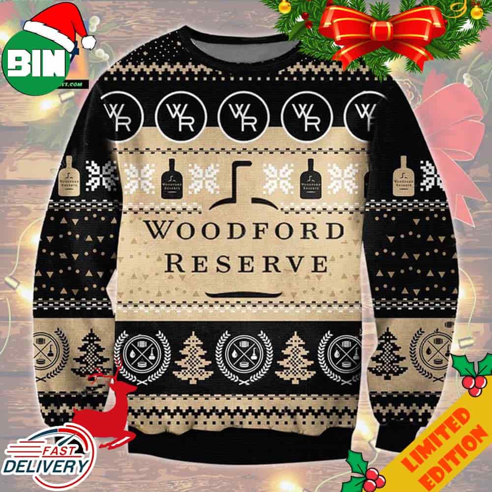 Woodford Reserver Bourbon Whiskey Ugly Christmas Sweater Woodford Reserver Bourbon Whiskey Ugly Christmas Sweater