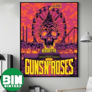 World Tour 2026 Guns N Roses Hershey Poster Live Concert At Hersheypark Stadium In Pennsylvania On August 1 2026 Decor Poster Canvas