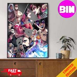 WrestleMania 40 2024 WWE Manga Art Style Roman Reigns x Cody Rhodes x Bayley x Rhea Ripley Home Decor Poster Canvas